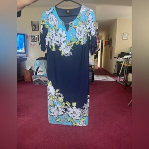 JM collection Floral Blue‎ Dress size s